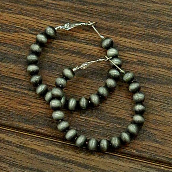 Navajo Style Bead Hoop Earrings - Picture 1 of 2